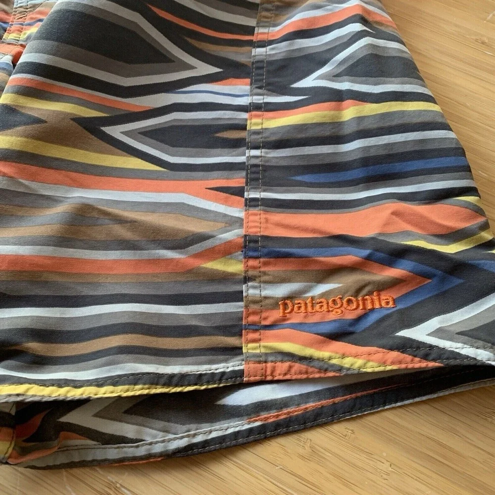 Patagonia Mens Swim Trunks 29 x 8 Board Shorts Unlined Striped Gorpcore Beach